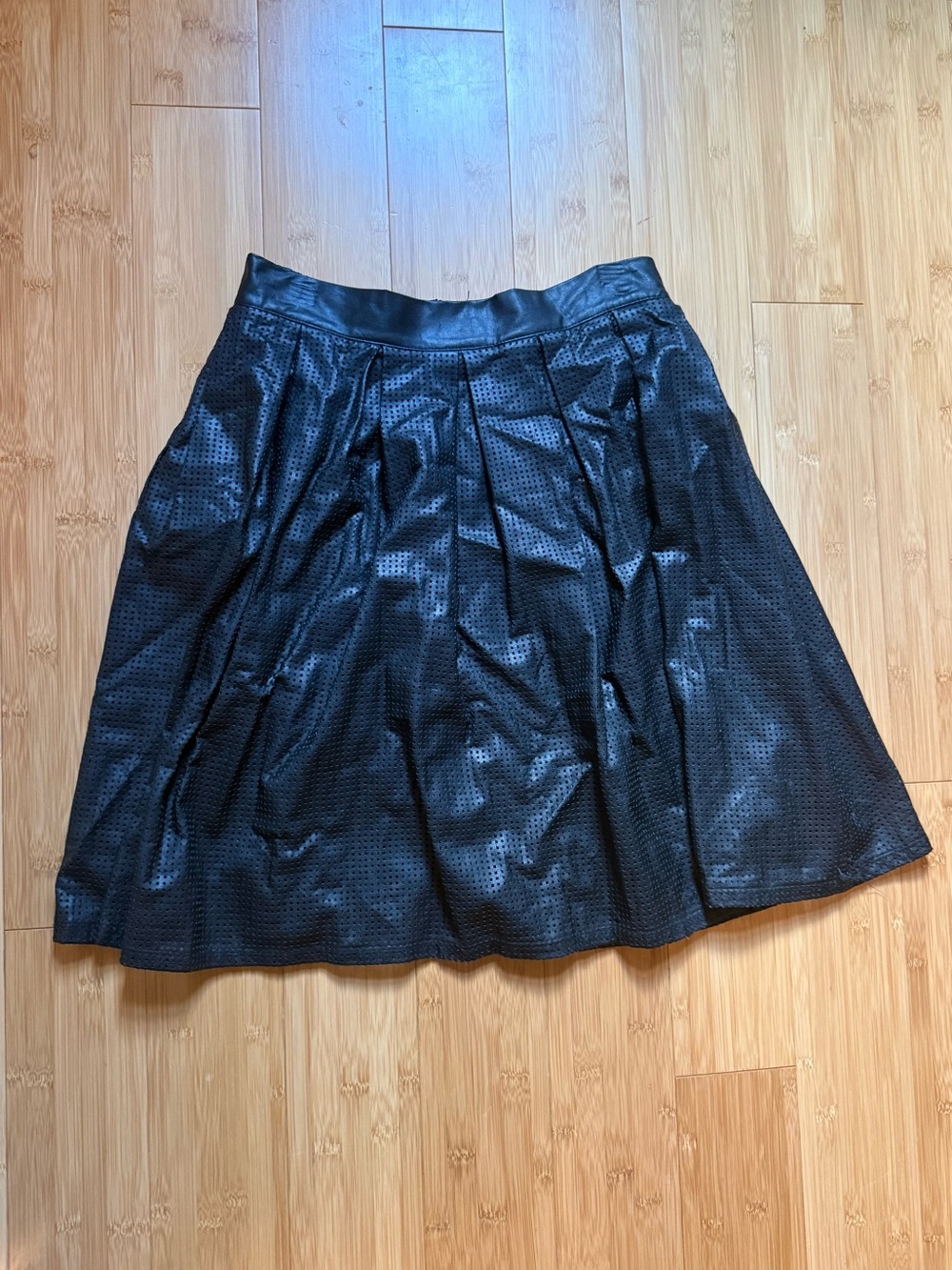 Skies Are Blue Black Perforated Circle Skirt
